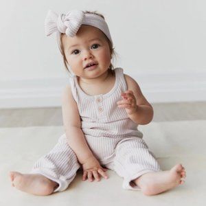 NWOT Jamie Kay Zoe Waffle Romper - Soft Misty Rose with Headband